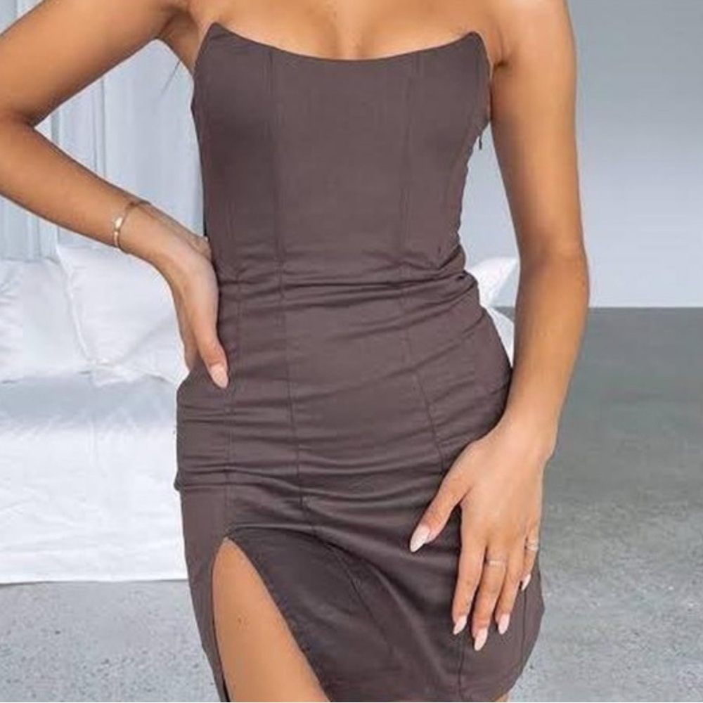 White Fox boutique mini brown dress